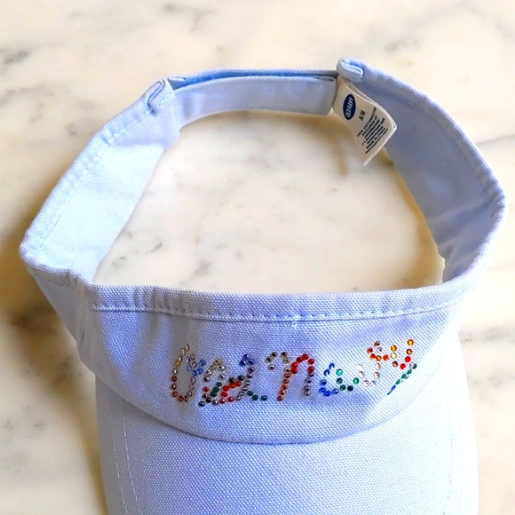 NWOT. Old Navy 100% Cotton Hat with multi color crystals logo & adjustable back. - Picture 3 of 3